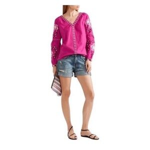 Tory Burch Theresa Hibiscus-Embroidered Cotton Tunic